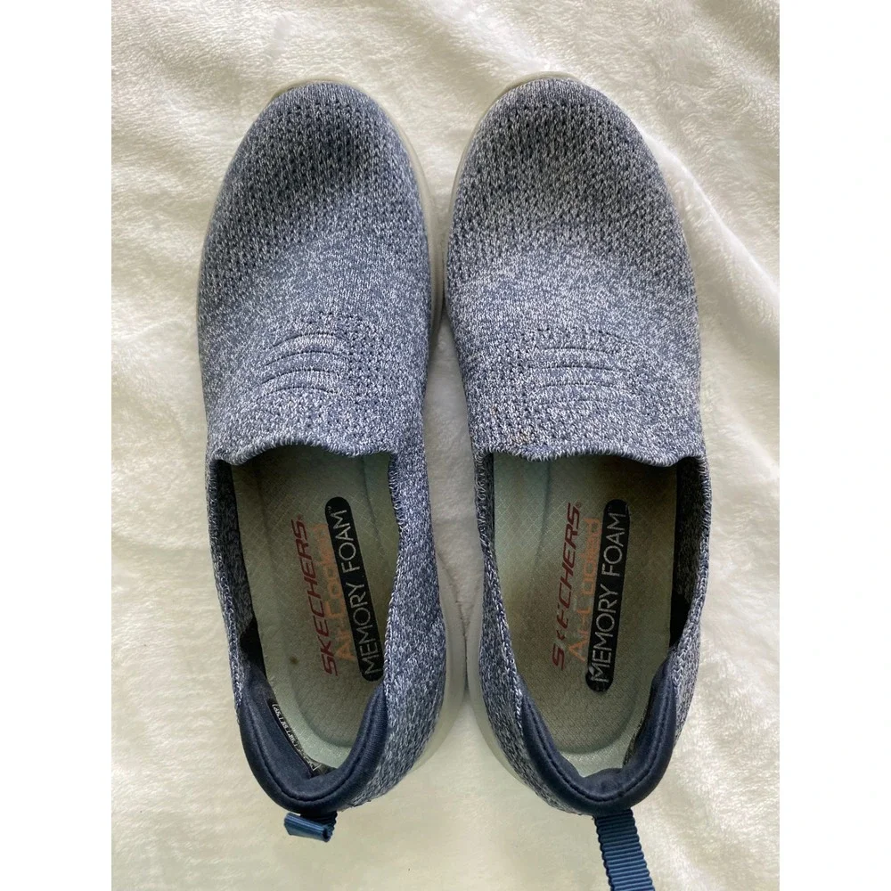 Skechers Air-Cooled Memory Foam Navy Knit Slip On Sneakers Womens 8 SN 13106